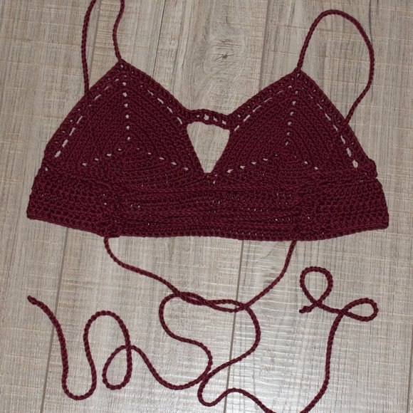 Wine Red Crochet Bralette - Picture 11 of 13